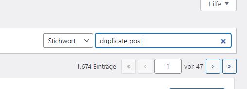 WordPress Seite duplizieren - Suche