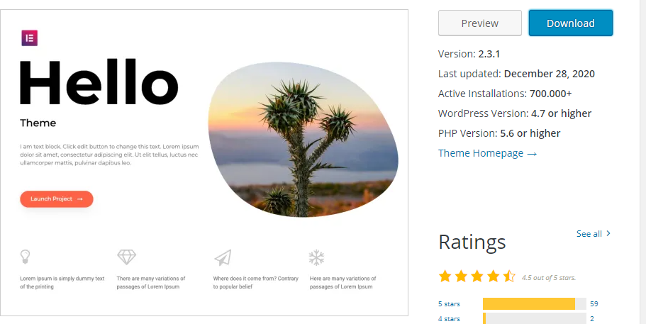 Hello Elementor WordPress Theme