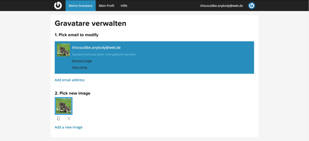 Mehrere Gravatare verwalten