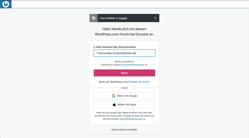 Erstelle deinen eigenen Gravatar