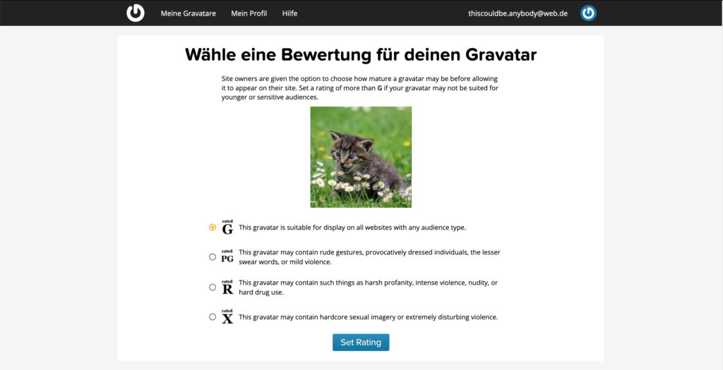 Zensur für Bild festlegen Gravatar