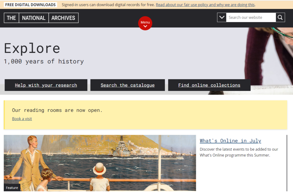 National Archives WordPress Seite